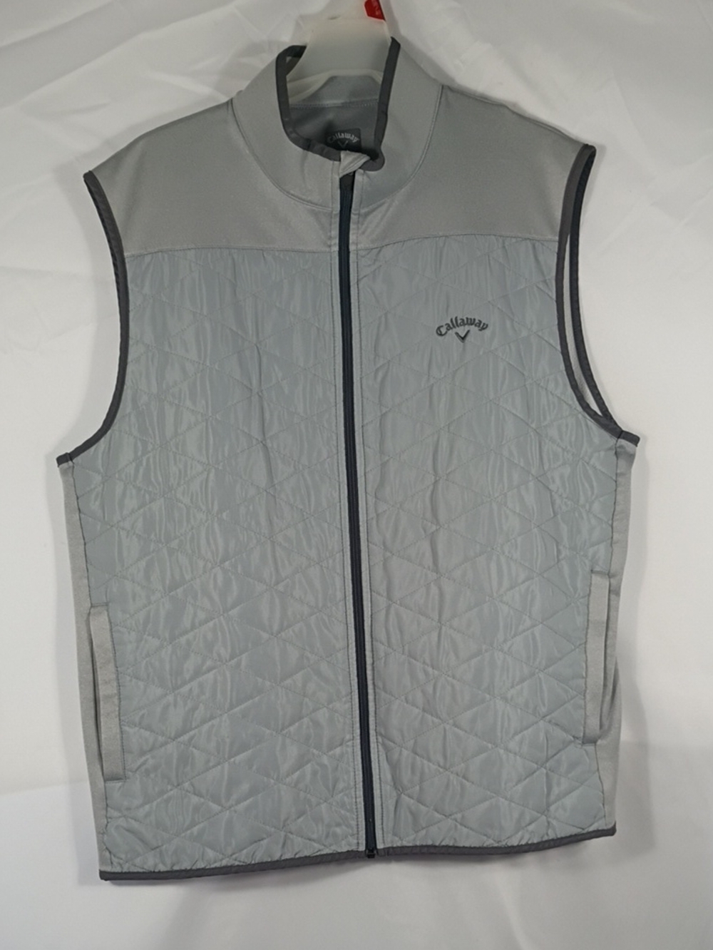 EUC Callaway Hybrid Golf Vest Men Size XL Gray Jacket Quilted Fleece Lined Fall